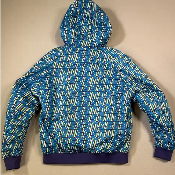 GUESS Men's Eco Elvis Reversible Logo-Print Puffer Jacket purple/blue small $148 - Picture 2 of 13